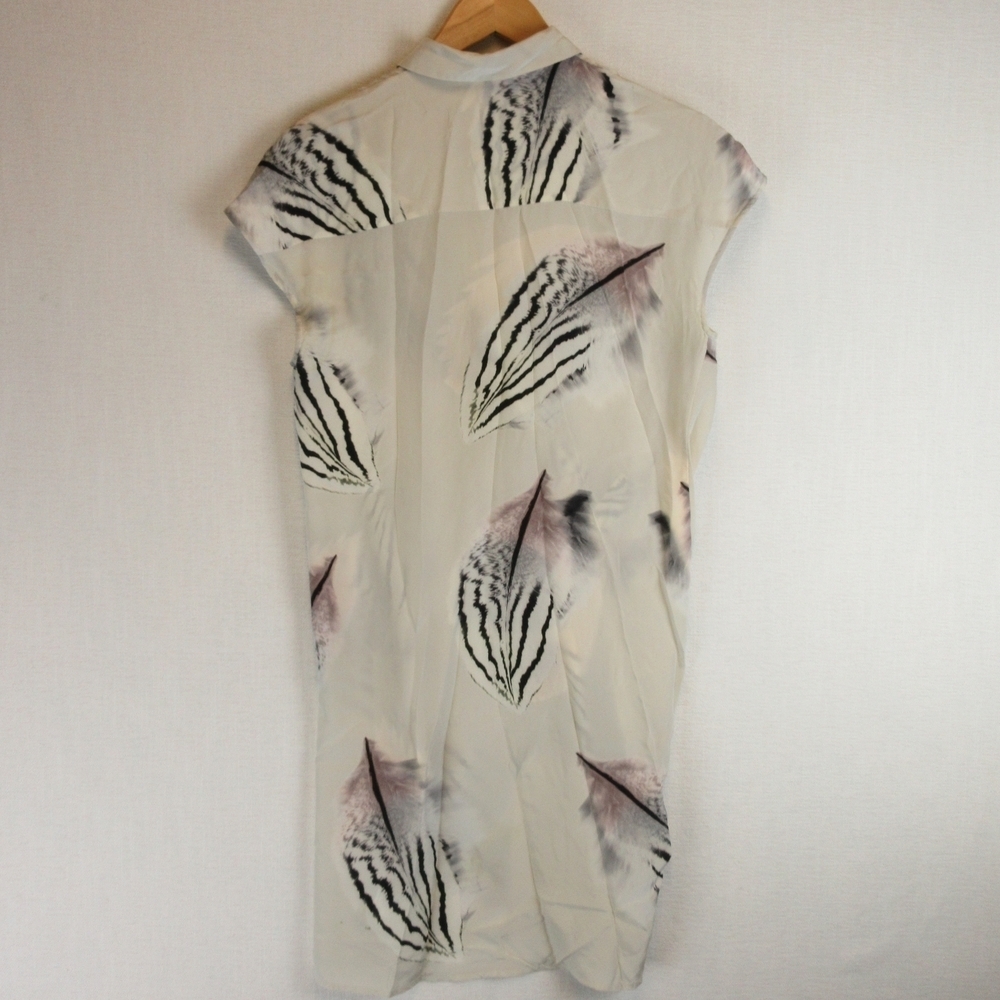 All Saints Astra Piuma Asymmetrical Dress - Cream and Black - Picture 7 of 14